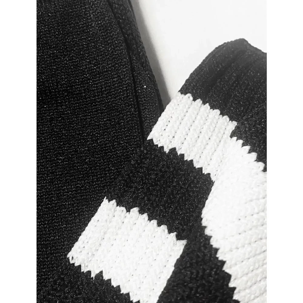 Vintage NEW American Apparel Thigh High Thick Socks Black White Stripes rare y2k